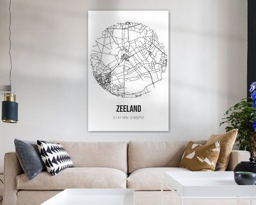 Zeeland (Noord-Brabant) | Landkaart | Zwart-wit van MijnStadsPoster