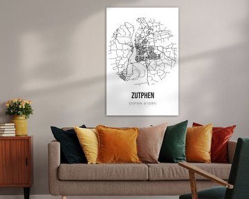 Zutphen (Gelderland) | Landkaart | Zwart-wit van Rezona