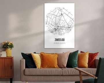 Zweeloo (Drenthe) | Carte | Noir et blanc sur Rezona