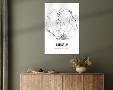 Akmarijp (Fryslan) | Map | Black and white by Rezona