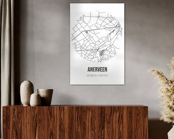 Anerveen (Overijssel) | Karte | Schwarz und Weiß von Rezona