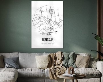 Berltsum (Fryslan) | Map | Black and white by Rezona