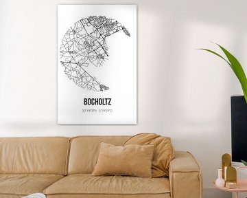 Bocholtz (Limburg) | Landkaart | Zwart-wit van MijnStadsPoster