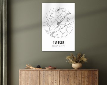 Ten Boer (Groningen) | Carte | Noir et blanc sur Rezona