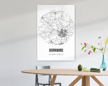 Bornwird (Fryslan) | Landkaart | Zwart-wit van Rezona
