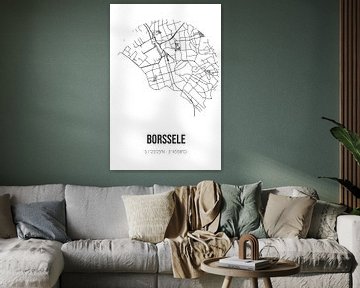 Borssele (Zeeland) | Landkaart | Zwart-wit van MijnStadsPoster