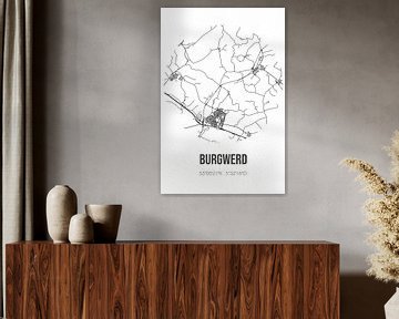 Burgwerd (Fryslan) | Landkaart | Zwart-wit van Rezona