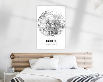 Enschede (Overijssel) | Landkaart | Zwart-wit van MijnStadsPoster