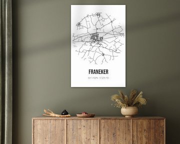 Franeker (Fryslan) | Karte | Schwarz und weiß von Rezona