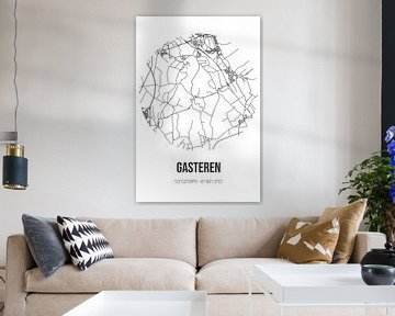 Gasteren (Drenthe) | Landkaart | Zwart-wit van MijnStadsPoster