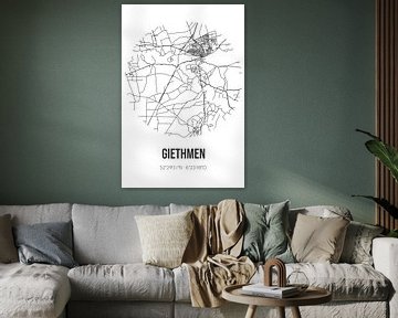 Giethmen (Overijssel) | Carte | Noir et blanc sur Rezona