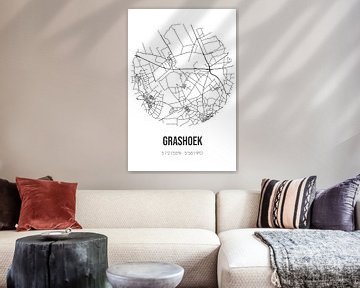 Grashoek (Limburg) | Landkaart | Zwart-wit van MijnStadsPoster