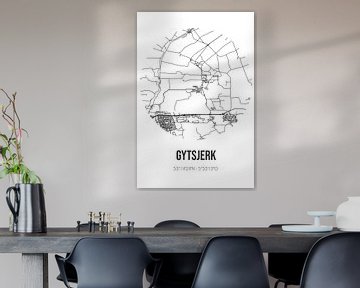 Gytsjerk (Fryslan) | Landkaart | Zwart-wit van Rezona