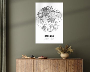 Haren Gn (Groningen) | Landkaart | Zwart-wit van MijnStadsPoster