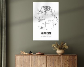 Hommerts (Fryslan) | Karte | Schwarz und weiß von Rezona