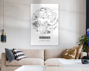 Hurwenen (Gelderland) | Landkaart | Zwart-wit van MijnStadsPoster