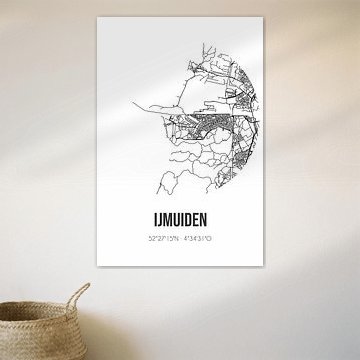 IJmuiden (Noord-Holland) | Karte | Schwarz und Weiß von Ortsdrucke