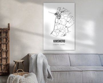 Kimswerd (Fryslan) | Landkaart | Zwart-wit van MijnStadsPoster