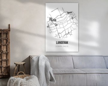 Langerak (Zuid-Holland) | Landkaart | Zwart-wit van Rezona