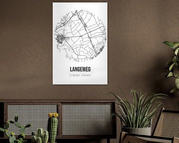 Langeweg (Noord-Brabant) | Carte | Noir et blanc sur Rezona