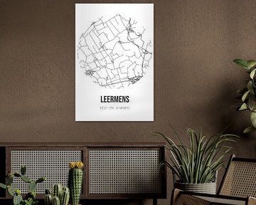 Leermens (Groningen) | Landkaart | Zwart-wit van Rezona