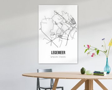 Legemeer (Fryslan) | Map | Black and white by Rezona