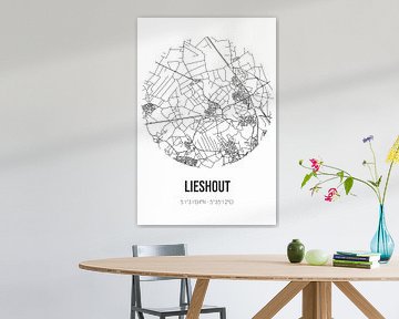 Lieshout (Noord-Brabant) | Landkaart | Zwart-wit van MijnStadsPoster