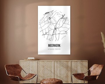Meerkerk (Utrecht) | Carte | Noir et blanc sur Rezona