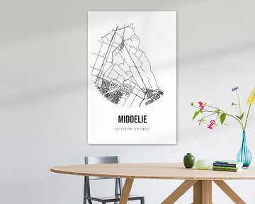 Middelie (Noord-Holland) | Map | Black and white by Rezona