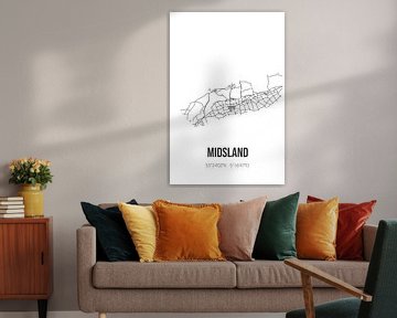 Midsland (Fryslan) | Carte | Noir et blanc sur Rezona