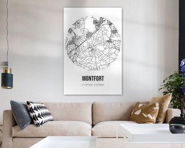 Montfort (Limburg) | Landkaart | Zwart-wit van MijnStadsPoster