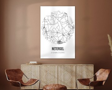 Netersel (Nordbrabant) | Karte | Schwarz und Weiß von Rezona