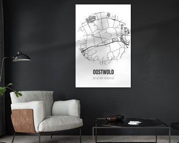 Oostwold (Groningen) | Carte | Noir et blanc sur Rezona