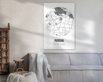 Piershil (Zuid-Holland) | Landkaart | Zwart-wit van Stad & Wand