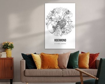 Roermond (Limburg) | Landkaart | Zwart-wit van Rezona