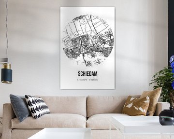 Schiedam (South-Holland) | Map | Black & White by Prints of Place