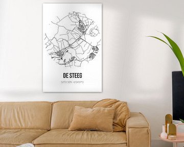 De Steeg (Gelderland) | Karte | Schwarz und Weiß von Rezona