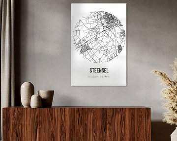 Steensel (Noord-Brabant) | Karte | Schwarz und Weiß von Rezona