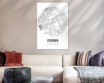 Stegeren (Overijssel) | Karte | Schwarz und weiß von Rezona