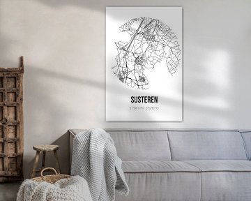Susteren (Limburg) | Landkaart | Zwart-wit van Stad & Wand