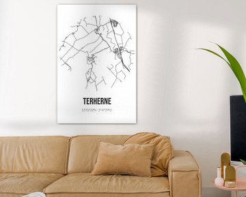 Terherne (Fryslan) | Landkaart | Zwart-wit van Stad & Wand
