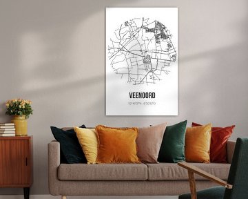 Veenoord (Drenthe) | Landkaart | Zwart-wit van Rezona