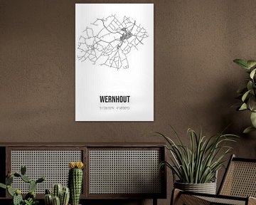 Wernhout (Noord-Brabant) | Karte | Schwarz und Weiß von Rezona