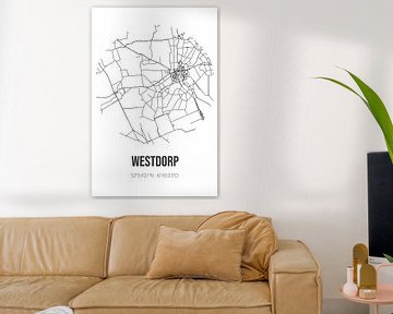 Westdorp (Drenthe) | Landkaart | Zwart-wit van MijnStadsPoster