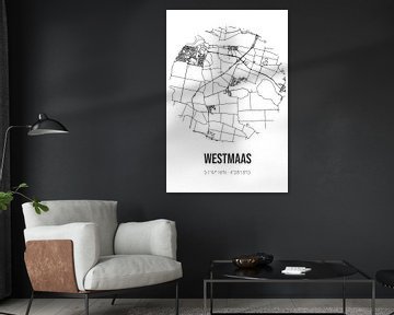 Westmaas (Zuid-Holland) | Landkaart | Zwart-wit van MijnStadsPoster