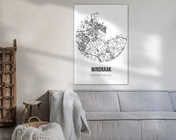 Windraak (Limburg) | Landkaart | Zwart-wit van MijnStadsPoster