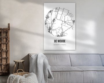 De Woude (Noord-Holland) | Karte | Schwarz und Weiß von Rezona