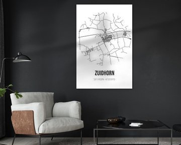 Zuidhorn (Groningen) | Map | Black and white by Rezona