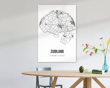 Zuidland (Zuid-Holland) | Landkaart | Zwart-wit van MijnStadsPoster