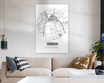 Zuidveen (Overijssel) | Landkaart | Zwart-wit van MijnStadsPoster